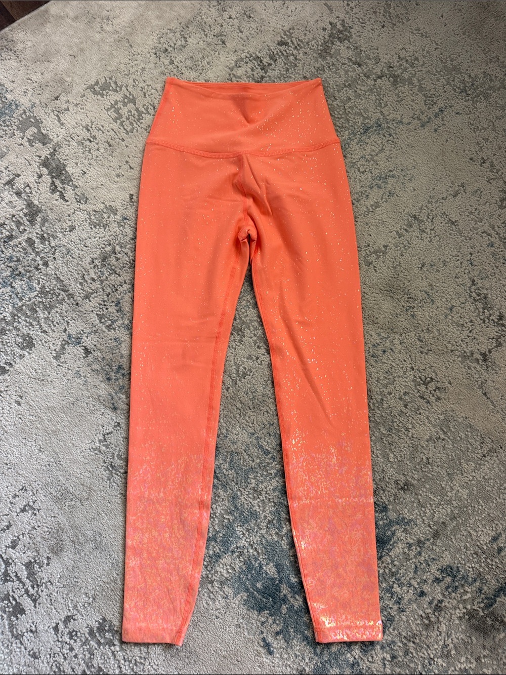 Women’s High-Waisted Orange Glitter Leggings